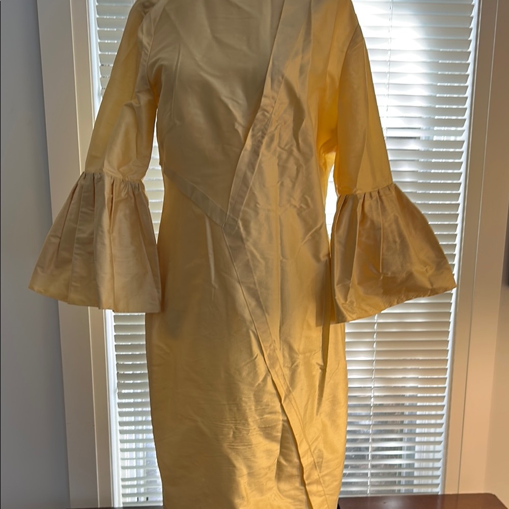 Yellow Bell Sleeve Sheath Dress